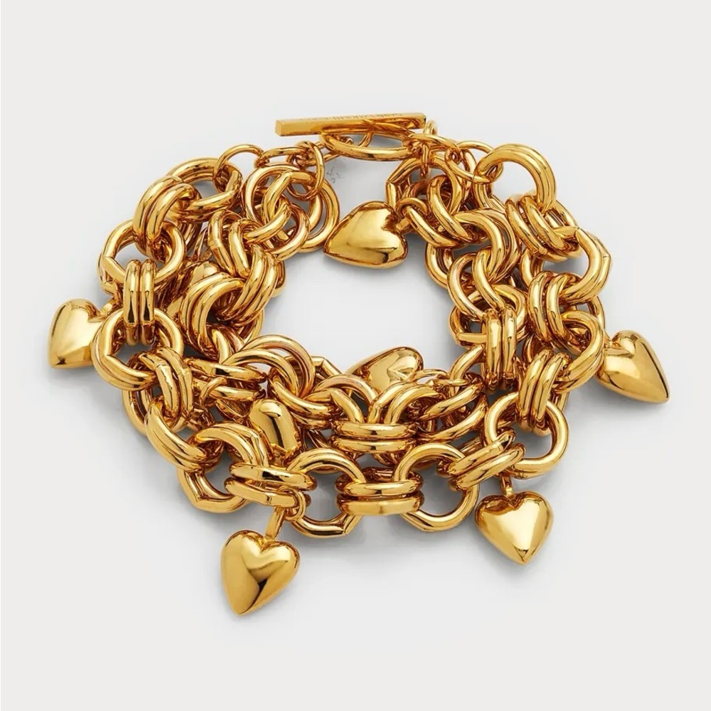 New SAINT LAURENT
Multi Cable Chain Heart Charm Bracelet